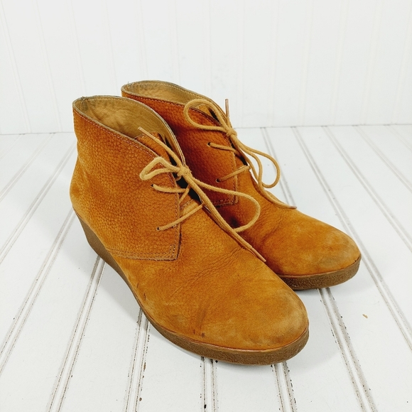 Lucky Brand Junes Leather Lace Up Wedge Chukka Ankle Boots C 606 - Picture 4 of 13